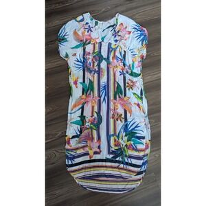 Trina Turk Women Dress Small Medium Swim Coverup Floral Striped Long Length